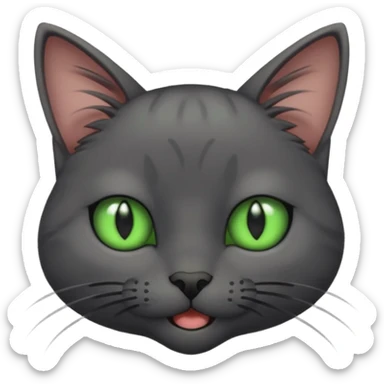 Skinny dark grey cat green eyes is winking sticker