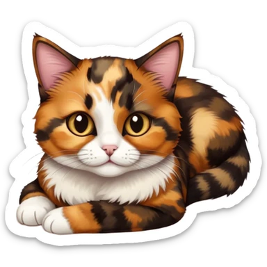 Tortie munchkin cat laying sticker
