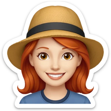 hatted and red haired woman sticker