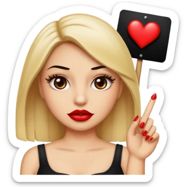 Sassy emoji with glossy lips and nails and eyelashes holding a shin that says”have to deal with my bsf relationship problems again” sticker
