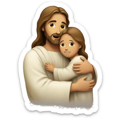 jesus christ hugging a child sticker