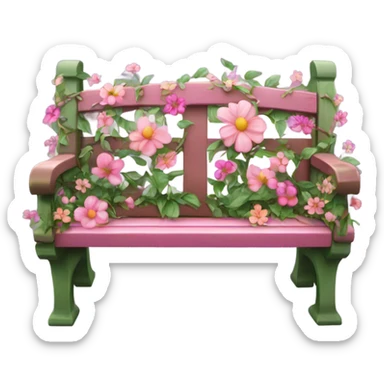 Pink garden bench wrapped in flower, vines, & lights  sticker
