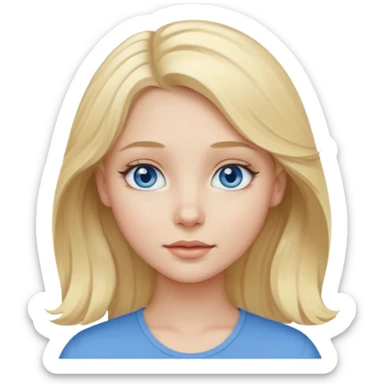 A pale girl with blue eyes and blonde slightly wavy hair sticker