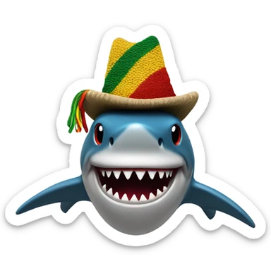  shark with dreadlocks and a rasta hat smoking weed sticker