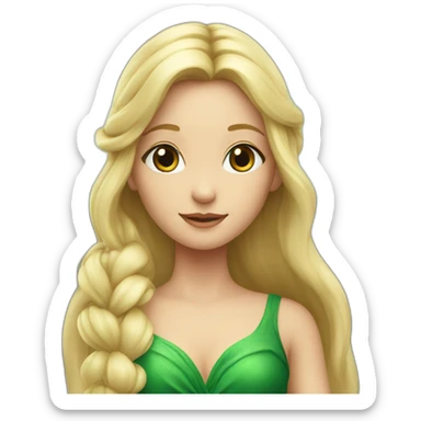 Fairy with long blond hair and green long dress sticker