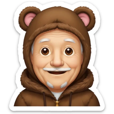  bear costume old men sticker