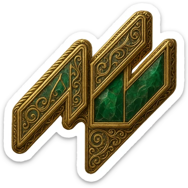 Create an Elden Ring talisman version of the Assetto Corsa logo. The talisman should have gold and emerald inlays, resembling ornate fantasy jewelry. The background should be transparent. sticker