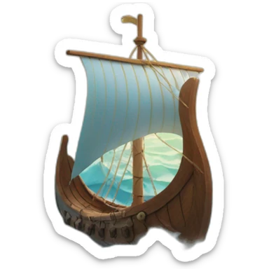 viking ship on the ocean with blue sky and sun in background sticker