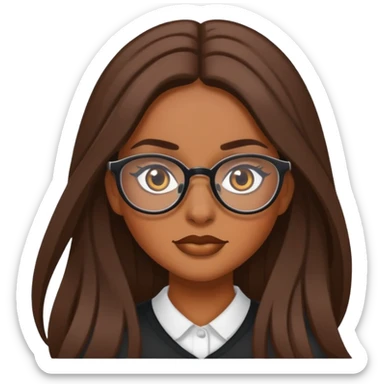 pretty brown long hair baddie with eyeliner and glasses sticker