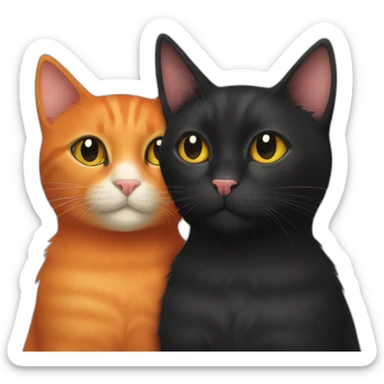 black cat and orange cat cuddling sticker