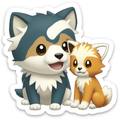 Growlithe and oshawott pokemon sticker