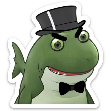 Shark with a top hat sticker