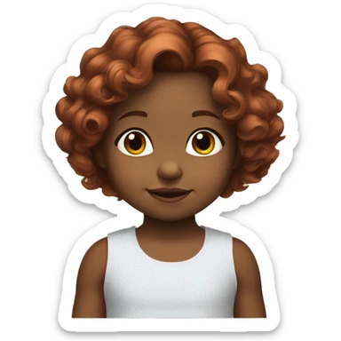 2 year old Baby girl with shoulder length curly auburn hair  sticker