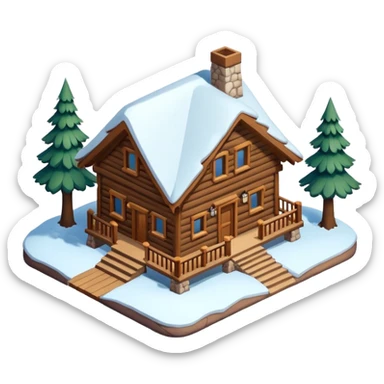 3d-isometric-Mountain-Cabin-mansion sticker