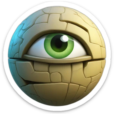 3d sphere with a cartoon Creeper skin texture with Eye of Horus sticker