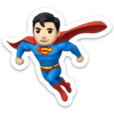 superman volando, ojos azules, pelo rubio, estilo Pixar sticker