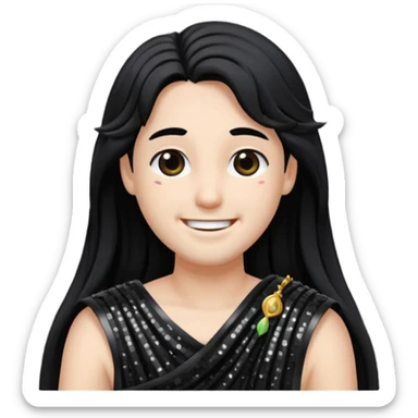 Pluto from Roman Deities with long black hair, black sequin toga sticker