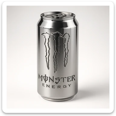 monster energy drink can, shiny metallic reflections chrome style sticker