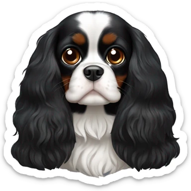 Completely Black cavalier King Charles spaniel sticker