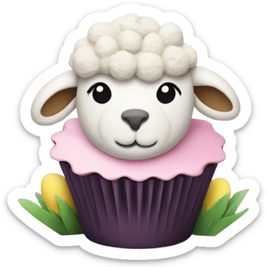 beautifully decorated Easter lamb cupcake sticker