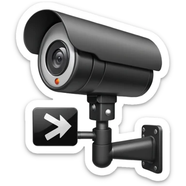 Cctv camera with directions arrows showing the area it is pointing towards  sticker