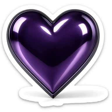 purple heart, reflective, chrome style, no text sticker