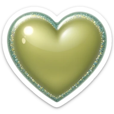 Pastel olive heart with many sparkles  sticker