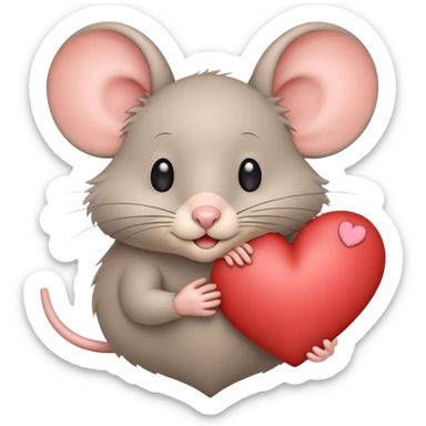 beige heart with mouse sticker
