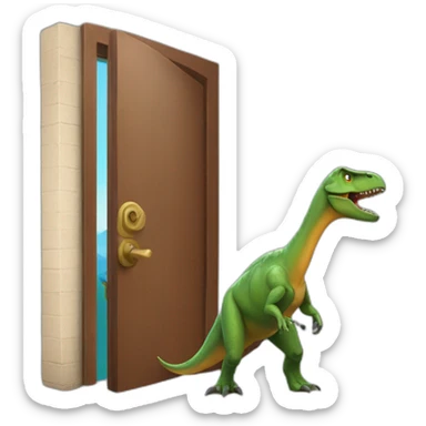 dinosaur with a door in his mourh sticker