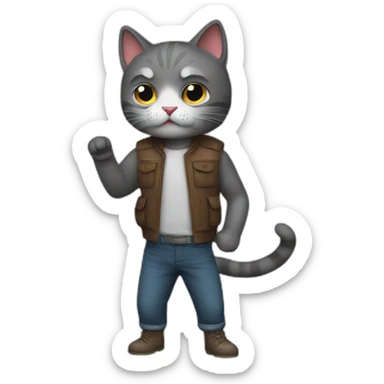 kitty beat man sticker