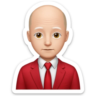 semi Bald with red necktie, red dress, age. sticker
