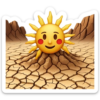 3D render of Drought Crack, miniature weather phenomenon, volumetric particle effects, parched brown earth ground texture, elemental energy, emoji style, isolated on white background --v 6.0. sticker