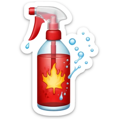 a spray bottle spritzing onto a burn wound. sticker