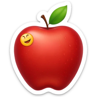 magnifying lens emoji style apple with checkmark in bottom right, symbolizing search and save sticker