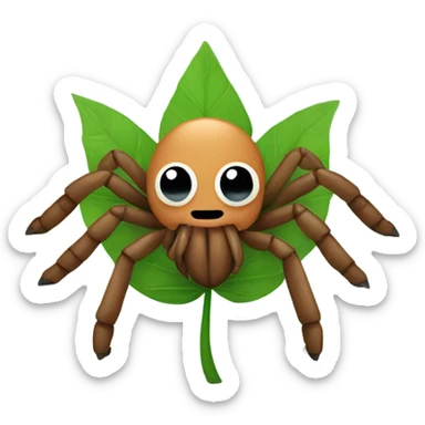 tarantula holding green leaf sticker