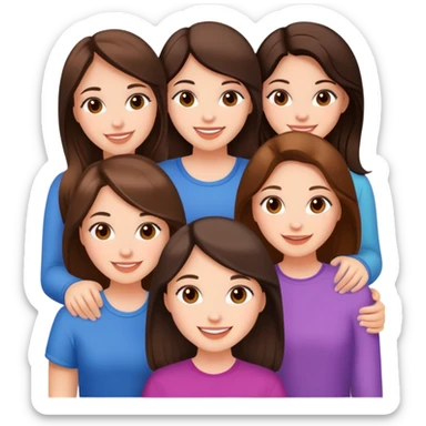 5 happy girls brunette friends  sticker