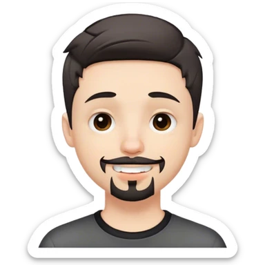 Cute white male, short dark colored hair and goatee, nose and lip piercing, emo smiling with mouth closed sticker