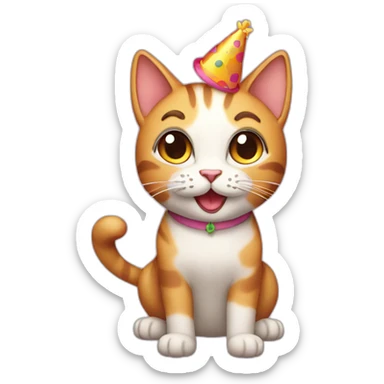 happy cat birthday sticker