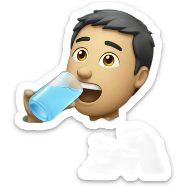 Man drinking water from flooding water sticker