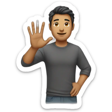 A man showing his five finger sticker