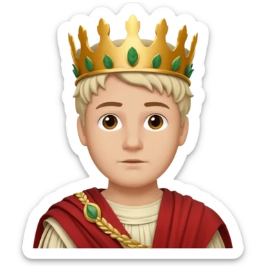 Jules César with laurel crown, Roman toga, confident expression sticker