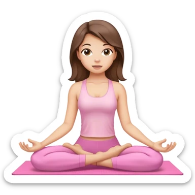 brunette hair down yoga girl light pink clothes  sticker