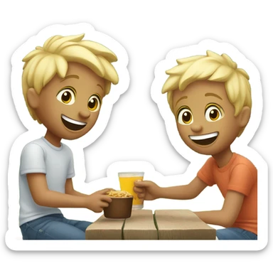 blonde boys having fun outdoors sticker
