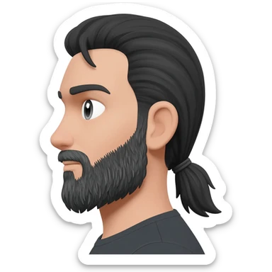 white man with black and grey beard and pony tail sticker