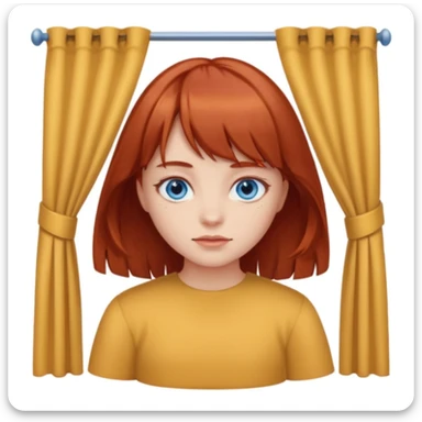 Girl with blue eyes brownish red hair and curtain bangs  sticker