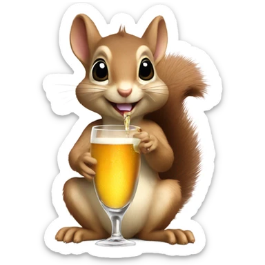 Baby squirrel sipping on Champaign sticker