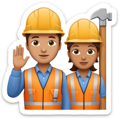 House with construction workers  sticker