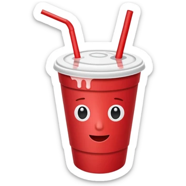 red paper cup with a straw sticker