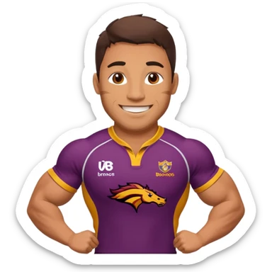 Joueur de rugby avec le maillot des Brisbane broncos sticker