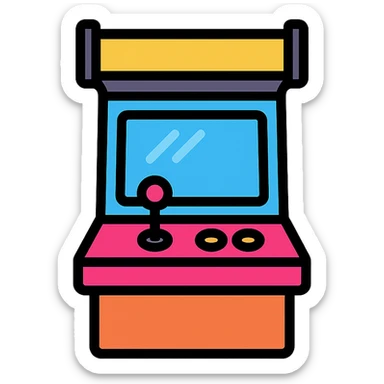 arcade machine, lineal color icon style, clean lines, vibrant color fill, modern and playful, suitable for app icon sticker